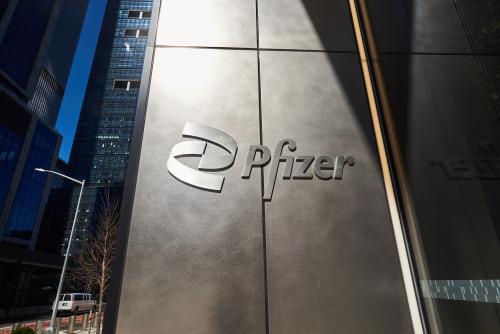 Pfizer logo at the company's headquarters