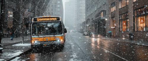 Bus in snow storm