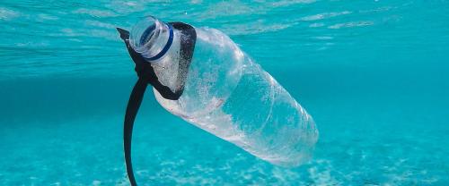 Plastic bottle in ocean