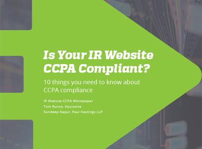 Your IR website needs to be CCPA compliant