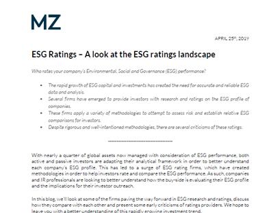 ESG Ratings – A look at the ESG ratings landscape