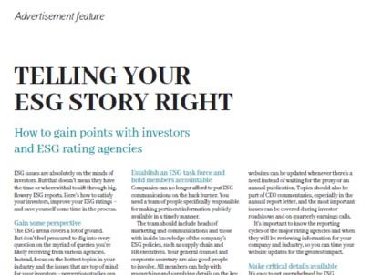 Telling your ESG story right