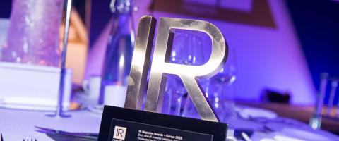 IR Magazine award trophy on table