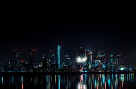 Fireworks over the London skyline